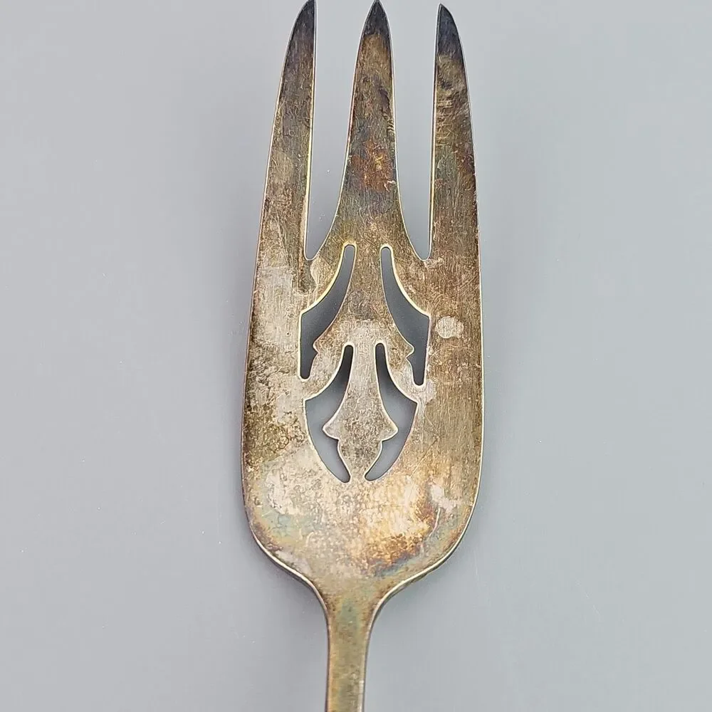 Vintage Holmes & Edwards Silver Plate Serving Fork 8.50 in Pierced Design